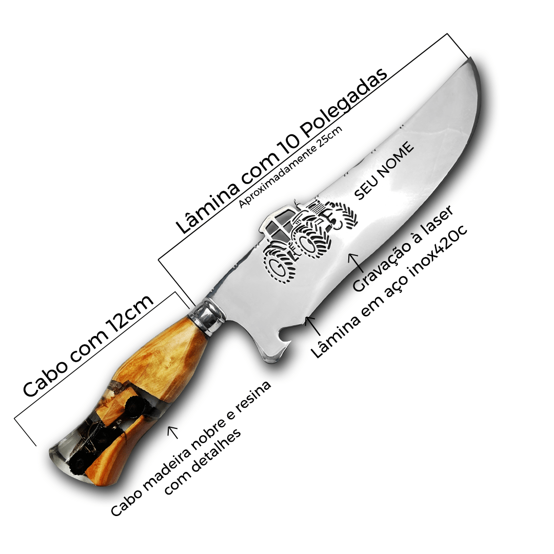 Faca Churrasco Artesanal 10" Trator