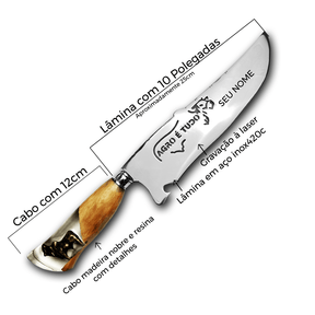 Faca Churrasco Artesanal 10" Boi 02